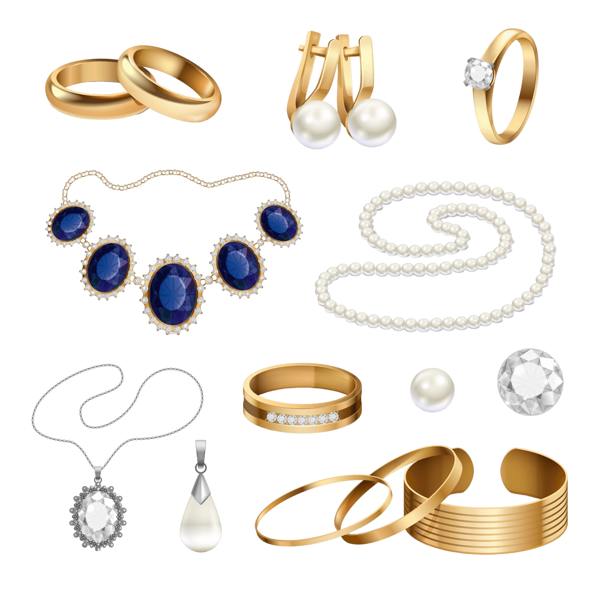 jewelry-accessories-realistic-set Perhiasan Elegan - Gambar 1